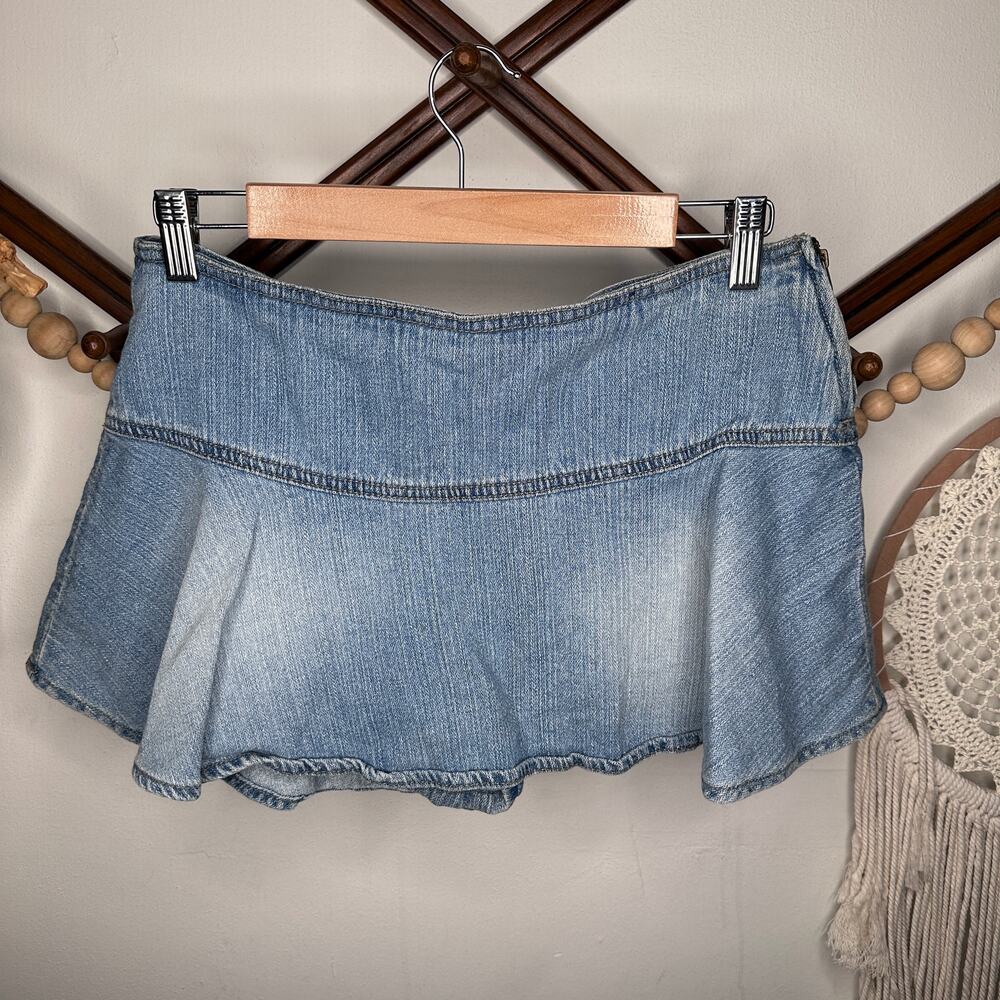 Vintage Y2K Squeeze Light Denim Mini Micro Skort
